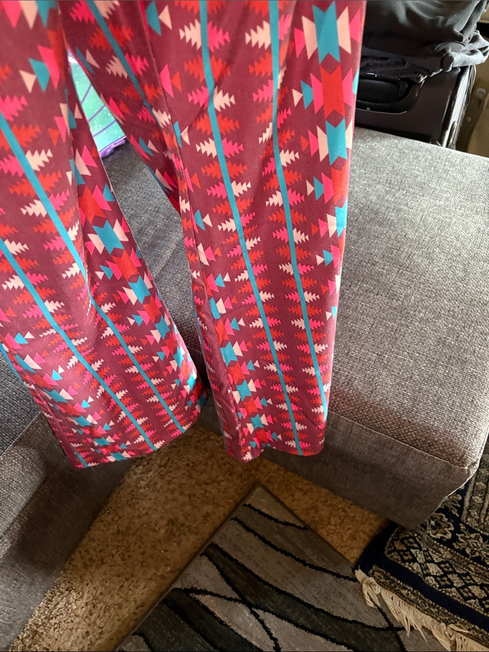 Southern Grace Coral and Turquoise Aztec Boot Cut Pants
